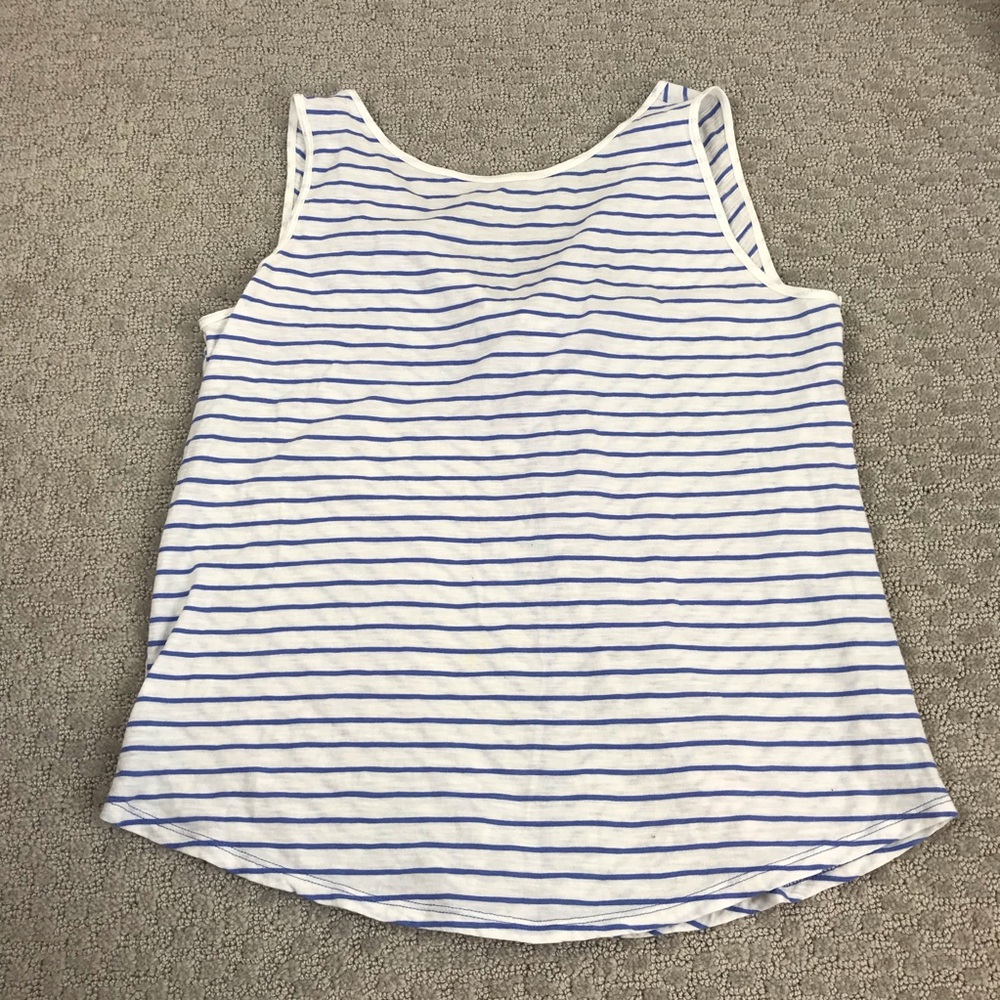 Loft vintage soft 100% cotton blue‎ and white tank bow